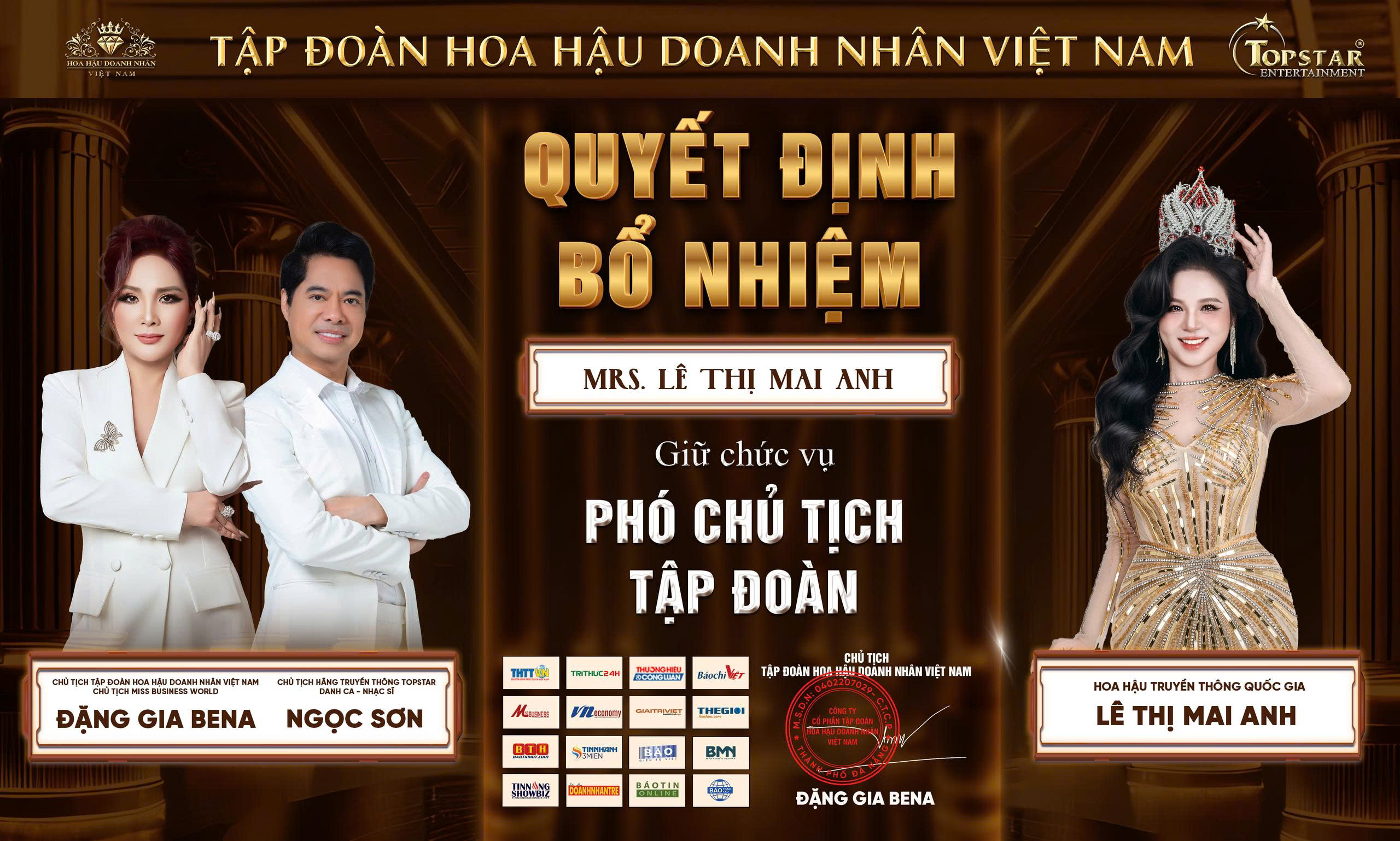 Hoa hậu Truyền thông Quốc gia Lê Thị Mai Anh được bổ nhiệm kép, giữ vị trí lãnh đạo hai tổ chức lớn